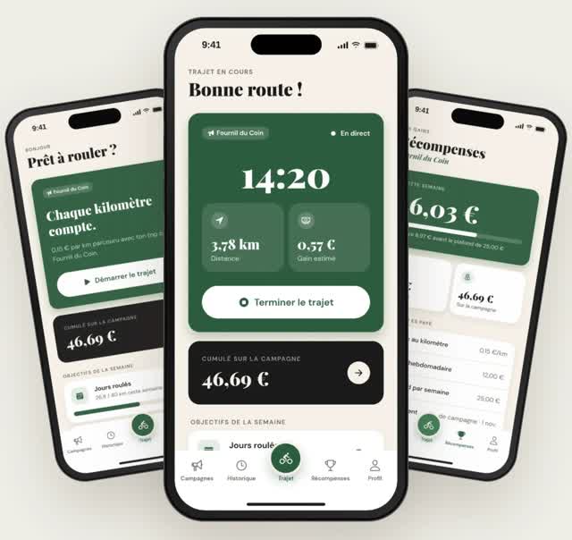 Écrans de l'application Beeclou